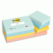 Lot de 12 blocs de Notes Post-it® Beachside, coul. Assorties, 51x38 mm, 100 feuilles/bloc (653-12-BEA) - 4054596928251