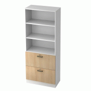 Matelpro - Amoire combinée de bureau avec support d'archives Londonien - Moderne & Design -Blanc, gris, érable, hêtre, noyer, blanc/argent, blanc/c