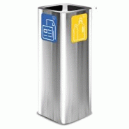 Stil Casa PURE, conteneur déchets en acier inox, 30x30xH80 cm, couvercle 2 compartiments, pictogrammes magnétiques, 60 L, satiné. - argenté inox P Stil Casa PURE, conteneur déchets en acier inox, 30x30xH80 cm, couvercle 2 compartiments, pictogrammes magnétiques, 60 L, satiné. - argenté inox P
