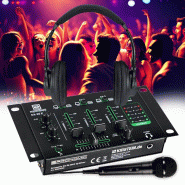 Table de mixage Pronomic DX-26 MKII - à 3 canaux - fonction talkover, Casque et microphone - Sonorisation MIX DJ Pack Découverte - 3666638044143