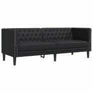 VidaXL Canapé à 3 places Chesterfield noir similicuir Modèle Quervelis - 372666