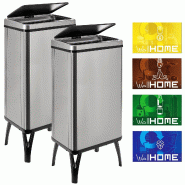 WellHome - Set de 2 Poubelles Intelligentes 50L de couleur Grise avec Étiquettes Magnétiques 35,5x26x83,5cm - argenté inox PK6656