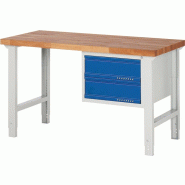 Établi série BK 650 l.1500xP700xH790-1140 mm hêtre gris clair, RAL 7035 bleu gent.,RAL 5010 2 tiroirs PROMAT Établi série BK 650 l.1500xP700xH790-1140 mm hêtre gris clair, RAL 7035 bleu gent.,RAL 5010 2 tiroirs PROMAT