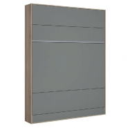 Armoire lit escamotable BERMUDES  structure chêne façade gris 160*200 cm