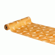 Chemin de table velours ambre imprimé ginkgo 28cm x 3m