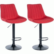 CLP Lot de 2 tabourets de bar Toni tissu Rouge/Métal noir mat - rouge textile 324004 CLP Lot de 2 tabourets de bar Toni tissu Rouge/Métal noir mat - rouge textile 324004