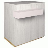Comptoir 90x60x93,8cm/reposac 70x20xH12cm laqrose 2tir+2tabl. Travertin champagn