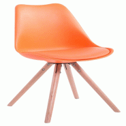 Décoshop26 - Chaise de salle à manger design scandinave en plastique et PVC orange et pieds en bois clair forme rond 10_0008807 - Bois massif 300026