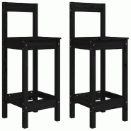 Décoshop26 - Lot de 2 tabourets de bar design classique 40 x 41,5 x 112 cm en bois de pin noir DEC025188 - noir 3000255117864