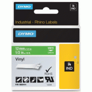 DYMO RHINO Ruban en vinyle blanc/vert, 12 mm x 5,5 m - 1805414
