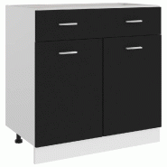 Helloshop26 - Armoire à tiroirs design contemporain salle de bain 80 x 46 x 81,5 cm en bois noir 02_0047667 - noir Bois massif 3000234900234