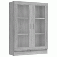 Helloshop26 - Armoire à vitrine 82,5 x 30,5 x 115 cm avec 3 compartiments déco classique en bois d'ingénierie sonoma gris 02_0048217 - gris verre 3