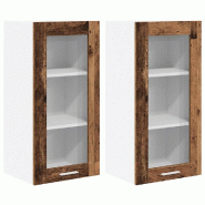 Helloshop26 - Armoire suspendue 2 pcs grand espace de rangement 40 x 31 x 80 cm en bois d'ingénierie bois ancien 02_0053350 - Bois massif 30002378988