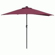 Helloshop26 - Parasol de jardin pliable moderne avec éclairage LED 294 x 150 x 224 cm en polyester bordeaux 02_0058670 - acier 3000240713477