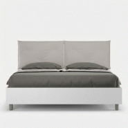 Itamoby Lit double Egos Appia 160x190 en frene blanc avec coussins en similicuir gris tourterelle - beige VE16EGAPPICNT-23