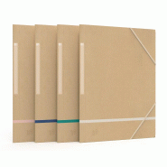 Oxford Lot de 20 Chemise 3 rabats à élastique Touareg A4, en carte coloris kraft bande col. Assorties (4) - 3045050438332