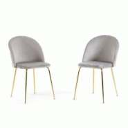 RATTATAN Lot de 2 chaises en velours avec pieds en métal, design élégant pour cuisine, salle à manger, bar ou restaurant – Sara – Gris clair/O RATTATAN Lot de 2 chaises en velours avec pieds en métal, design élégant pour cuisine, salle à manger, bar ou restaurant – Sara – Gris clair/O