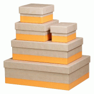 Set de 5 boîtes gigognes Rhodiarama, finition simili cuir italien, coloris beige - beige 318885C