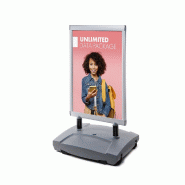 SHOWDOWN Displays Exposiciónate Windtalker® Excel avec Base Plastique 70 x 100 cm WTE70x100 - argenté aluminium WTE70x100