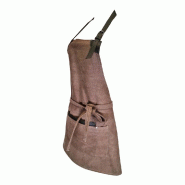 Tablier ART tissu et simili cuir marron et noir