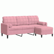 VidaXL Canapé à 3 places avec repose-pieds Rose 180 cm Velours Modèle Dune - 3278270