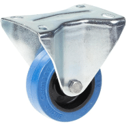 Roulette fixe de 80 mm avec caoutchouc élastique bleu sur roue centrale en nylon Roulette fixe de 80 mm avec caoutchouc élastique bleu sur roue centrale en nylon