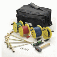 CHAUVIN ARNOUX - Kit de Terre/Résistivité 4P (100M) avec sac de transport, 5 bobines de câble, 4 piquets, maillet et adaptateurs cosse-fourche