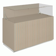 Comptoir vitrine fond bois Vertigo T03 MDF naturel et taupe 120x60x93cm