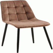 Décoshop26 - Chaise de salle à manger x1 coutures décoratives carrées en velours marron cadre métal noir 10_0007422 - marron métal 3000266099623