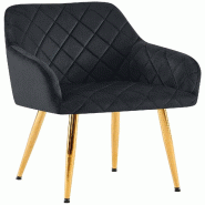 Décoshop26 - Chaise de salle à manger x1 en velours noir avec coutures décoratives en losange chic et contemporain 10_0007812 - noir 3000266317451