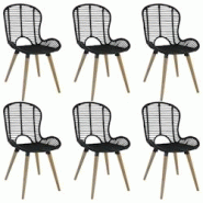 Décoshop26 - Set de 6 chaises de salle à manger design rustique en rotin naturel noir pieds en bois DEC025700 - noir 3000255395033 Décoshop26 - Set de 6 chaises de salle à manger design rustique en rotin naturel noir pieds en bois DEC025700 - noir 3000255395033
