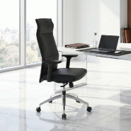 Fauteuil Président BRICE cuir synchrone - cuir noir