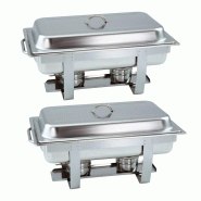 GVK ECO 2 pièces Chafing Dish 6331 avec récipient GN 1/1 65 mm - Acier inoxydable 18/10 ChafVar-6-2er
