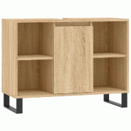 Helloshop26 - Armoire de salle de bain chêne sonoma 80 x 33 x 60 cm avec grands rangements style industriel en bois d'ingénierie 02_0049066 - Bois m
