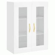 Helloshop26 - Armoire murale design pratique rangement suspendu 69,5 x 34 x 90 cm en bois blanc 02_0048610 - blanc verre 3000235372276