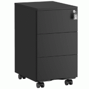 Helloshop26 - Caisson de bureau mobile 39 x 45 x 55 cm  verrouillable avec 3 tiroirs rangement de documents papeterie préassemblé 12_0004823 - acier