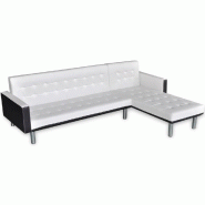 Helloshop26 - Canapé-lit d'angle cuir synthétique blanc  02_0019590 - blanc Bois massif 3001004588003