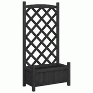 Helloshop26 - Jardinière bac lit surélevé plantes fleurs terrasse jardin avec treillis bois massif de sapin noir 02_0038334 - 3000214211299 Helloshop26 - Jardinière bac lit surélevé plantes fleurs terrasse jardin avec treillis bois massif de sapin noir 02_0038334 - 3000214211299