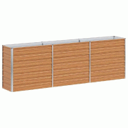 Helloshop26 - Jardinière surélevée industrielle chic 240 x 40 x 77 cm résistance intempéries minimaliste en acier galvanisé marron 02_0059017 -
