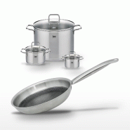 Lot de 3 Faitouts 12/16/26 cm et Poêle 28 cm Elo Relief Solution - gris 3176239959611