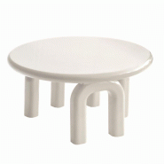 Oviala Business Table basse ronde 80 cm en MDF effet laqué blanc - blanc Bois manufacturé 114295