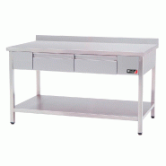 Romux® Table en Acier Inoxydable pour Restauration Murale avec 2 Tiroirs et 1 Étagère 1500x600x850 mm | Table de Travail en Inox Résistante - 8435