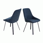 SalesFever Chaises de salle à manger|Ensemble 2|Revêtement tissu texturé aspect coton|Structure métallique à 4 pieds|L51xP47xH87cm|bleu foncé– SalesFever Chaises de salle à manger|Ensemble 2|Revêtement tissu texturé aspect coton|Structure métallique à 4 pieds|L51xP47xH87cm|bleu foncé–