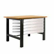 SimonRack Table de travail d’atelier, 1200x750 mm, 5 tiroirs, plateau MDF 35 mm, Charge 600 kg, Noir - BT-6 - noir métal 8425437125867