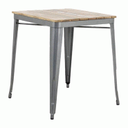 Table à manger carrée d'intérieur (L)650 mm, plateau à lattes en bois, piètement gris acier, à assembler
