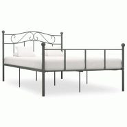 VidaXL Cadre de lit sans matelas gris métal 160x200 cm Modèle Jerlénis - 284534