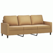 VidaXL Canapé à 3 places Marron 180 cm Velours Modèle Jervelorix - 359216