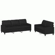 VidaXL Ensemble de canapés 2 pcs avec coussins Noir Similicuir Modèle Intemporel Horizon - 3201378