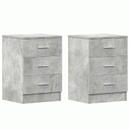 VidaXL Tables de chevet 2 pcs Gris béton 38x35x56 cm Bois d'ingénierie - 800459