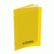 CONQUERANT Lot de 5 Cahier Classique PP piqué A4, 140p./70 feuilles 90g/m², Séyès, coloris jaune - 3020120106625